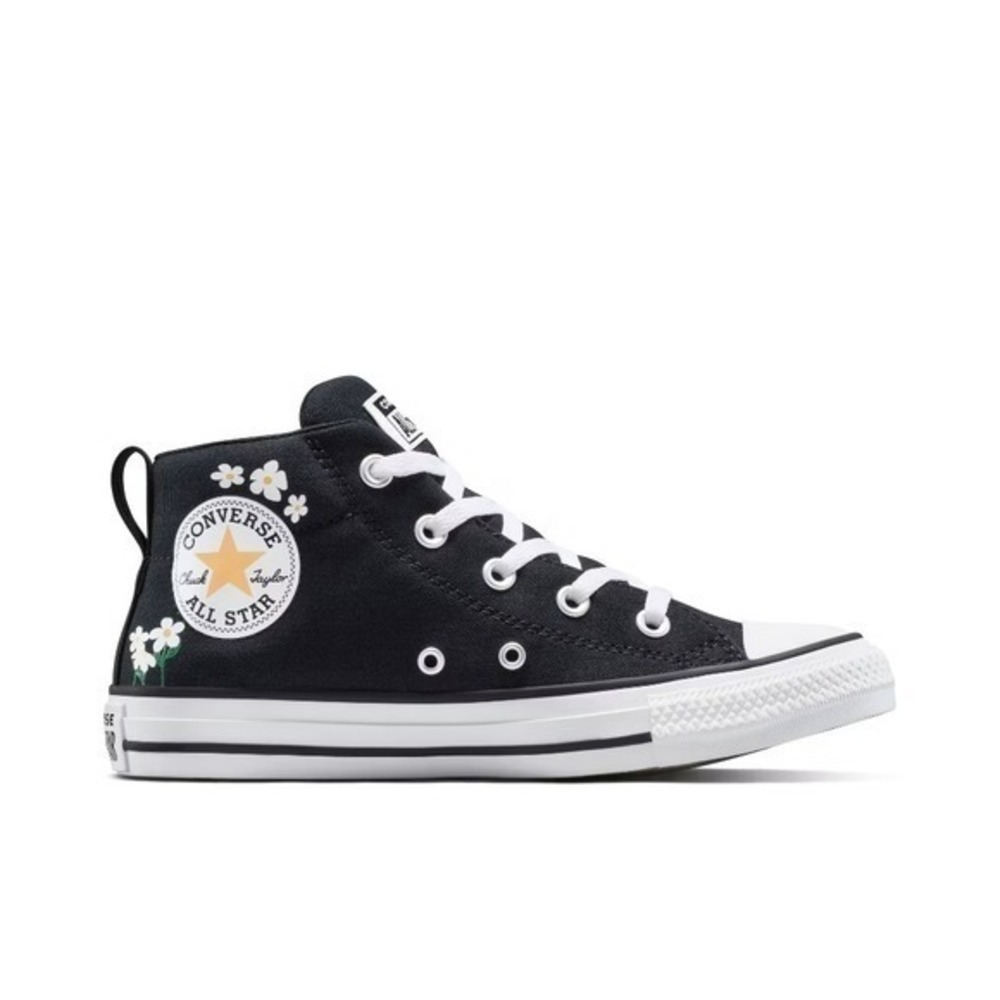 Converse Chuck Taylor All Star Street Sneaker Women's 9 M7 Mid-Top Black Flowers - Picture 8 of 8